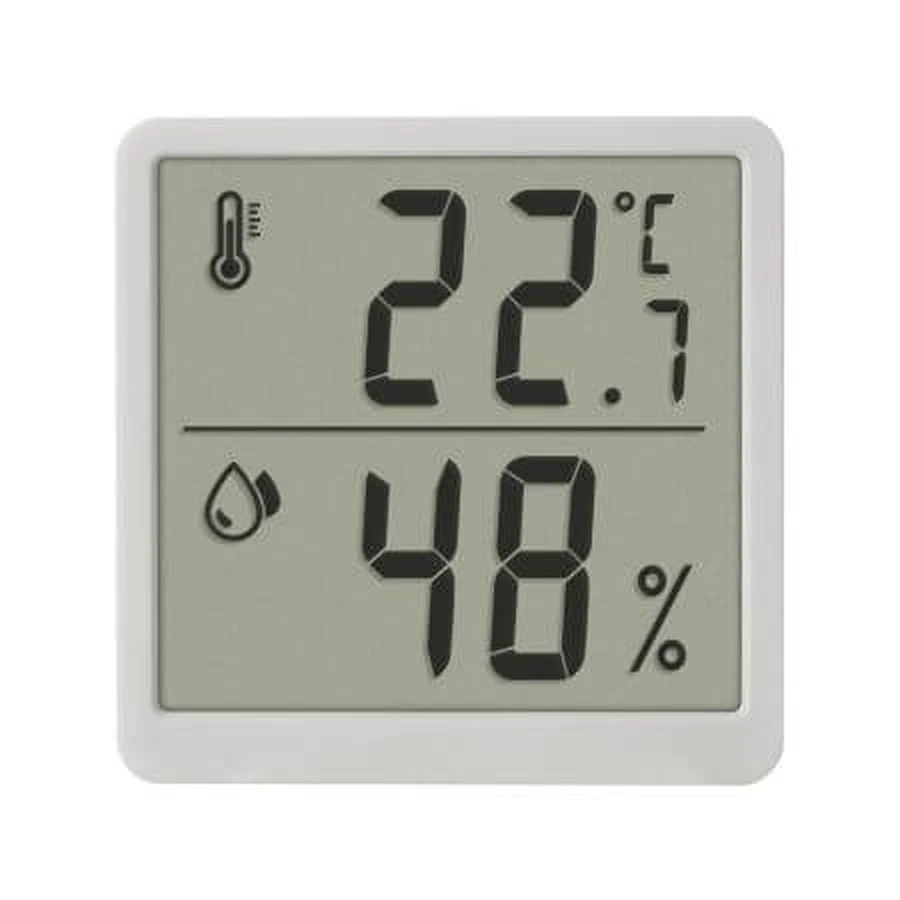 Termómetro de ambiente digital e higrómetro con imán, Blanco, 1 pieza, TFA