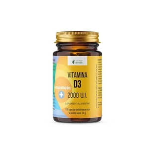 Vitamine D3, 2000 UI, 100 capsules molles, 100 capsules molles, Laboratoarele Remedia