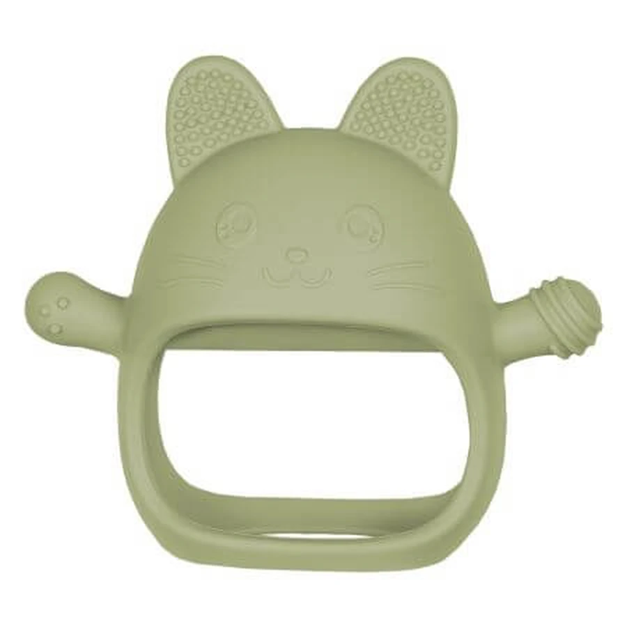 Juguete de dentición de silicona, Raw Green, Gatito, 3 meses+, Appekids