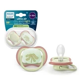 Ultra Air fosforescerende fopspenen, groen, 6-18 maanden, SCF087/18, 2 stuks, Philips Avent