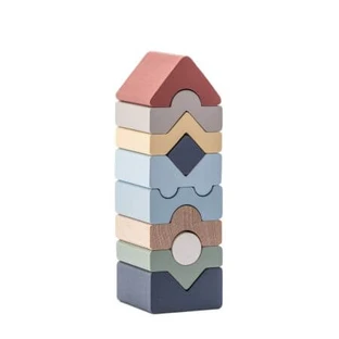 Juego de construcción de madera, Torre, 18 meses+, 10 piezas, Cubika