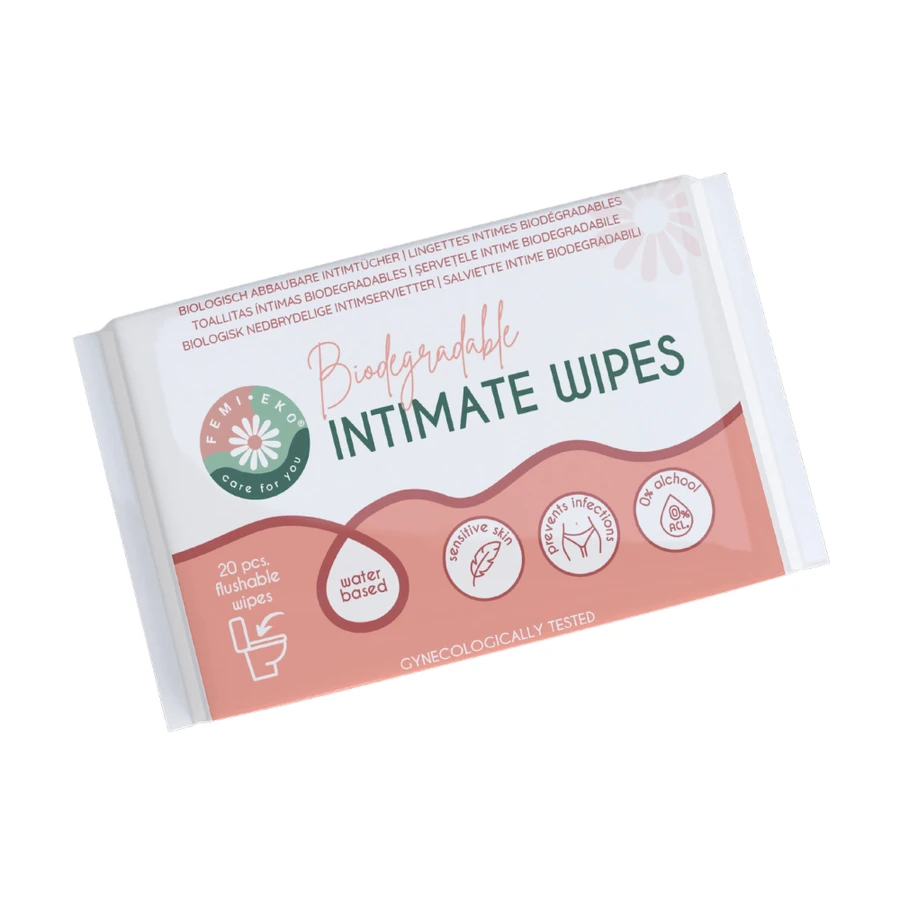 Servilletas íntimas biodegradables, 20 unidades, FemiEko