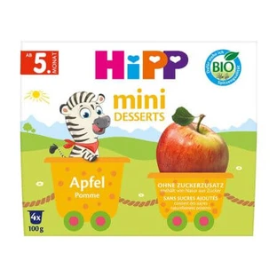Mini postre de manzana bio, 5 meses+, 4 x 100 g, Hipp