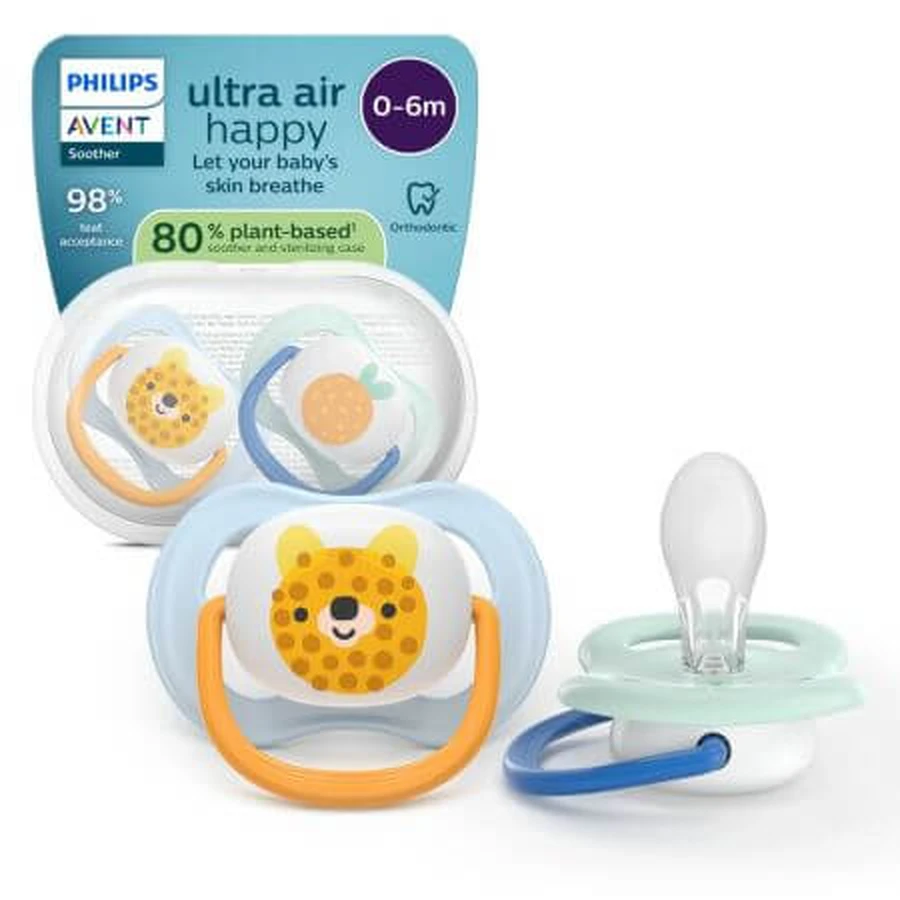 Ultra Air Schnuller, Bear Bear, 0-6 Monate, SCF080/23, 2 Stück, Philips Avent
