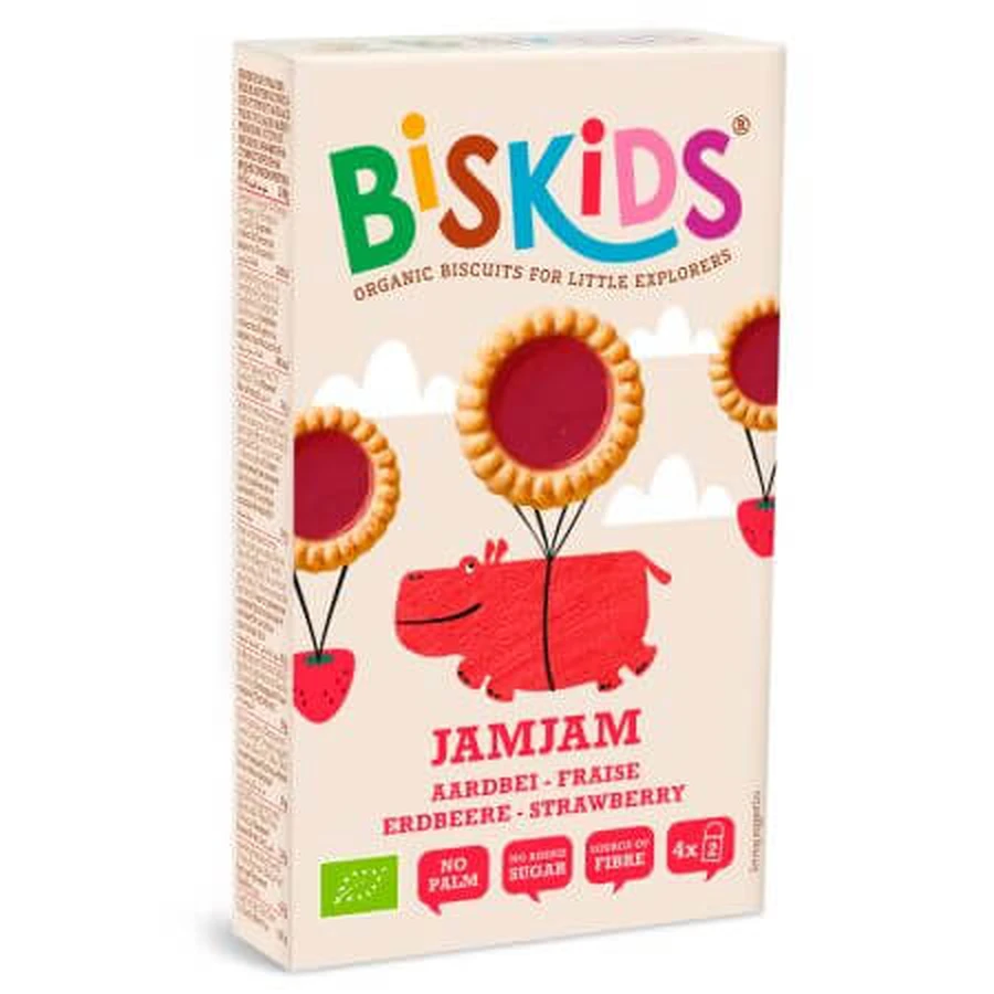 Galletas JamJam con fresas eco Biskids, 120 g, Belkorn