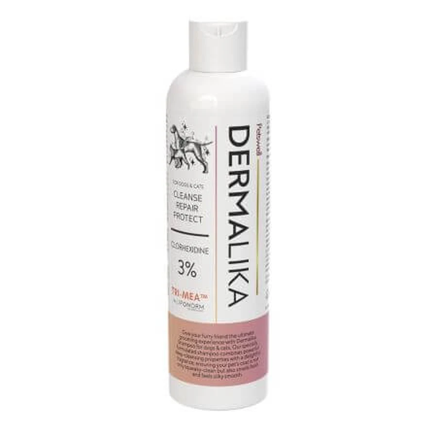 Shampoo voor honden en katten met 3% CHDG Dermalika Dermalika, 250 ml, Petswell