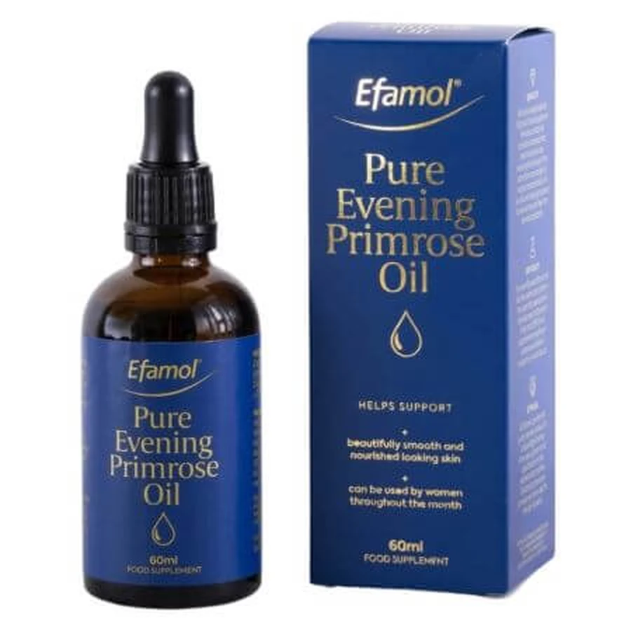 Druppels pure teunisbloemolie, 904 mg, 60 ml, Efamol