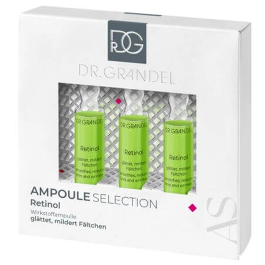 Fläschchenset mit Aktivkonzentrat zur Faltenglättung Retinol, 3x3 ml, Dr. Grandel
