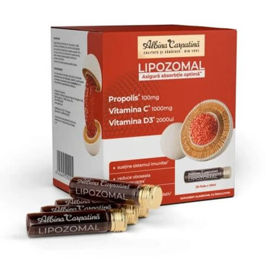 Propóleo Lipozomal, Vitamina C y Vitamina D3, 20 viales, Albina Carpatina
