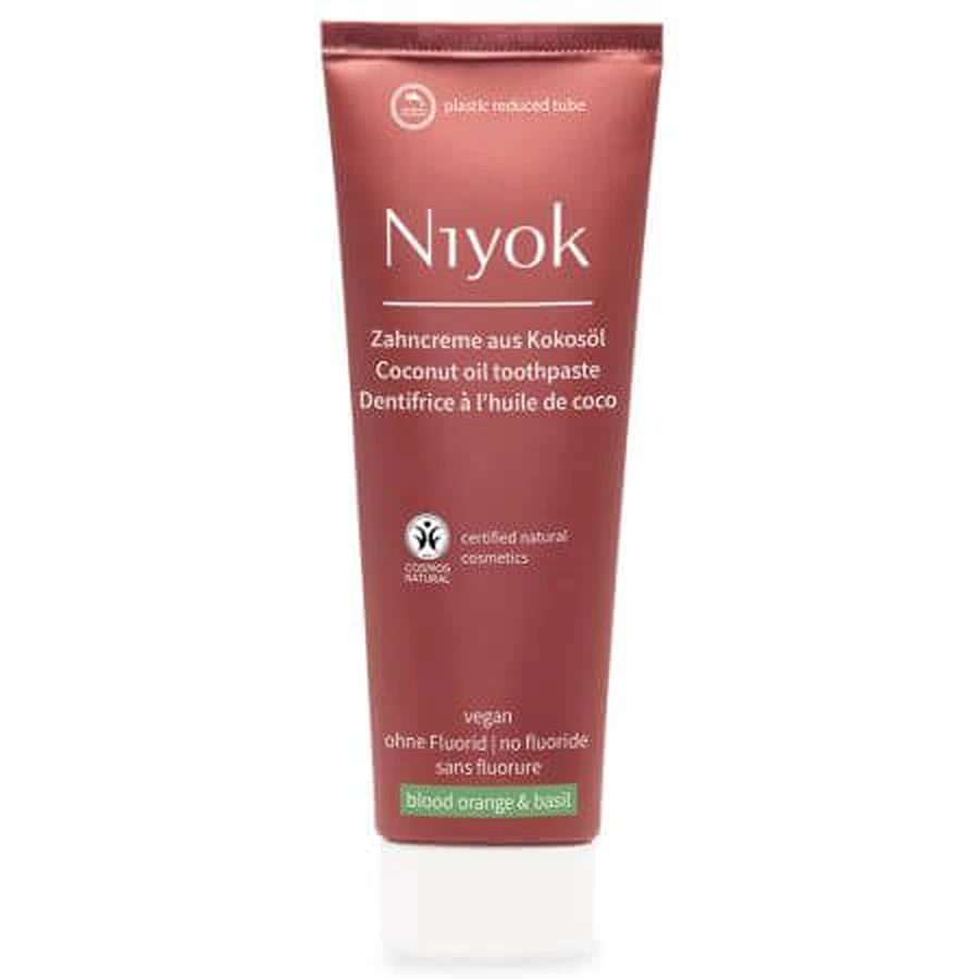 Toothpaste with coconut oil, red orange and basil, 75 ml, Niyok