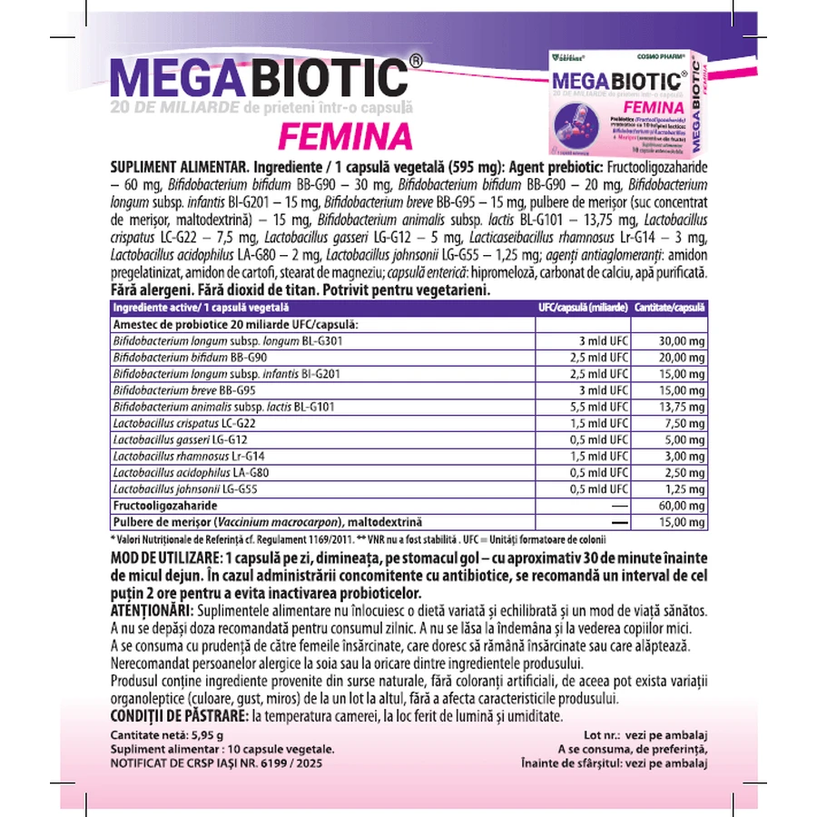Megabiotic Femina, 10 capsules, Cosmo Pharm