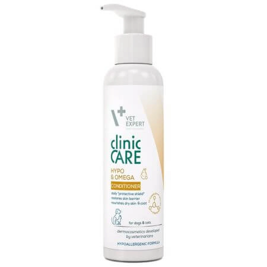 Clinic Care Hypo & Omega Pflegespülung für Hunde und Katzen mit trockener Haut und Fell, 150 ml, VetExpert