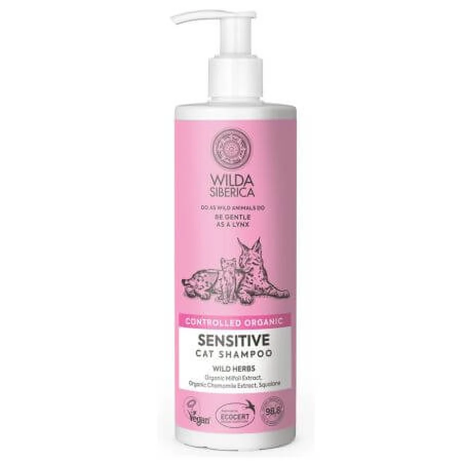 Champú para gatos con piel sensible Sensitive, 400 ml, Wilda Siberica
