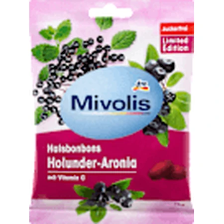 Mivolis Gouttes pour la gorge au cassis et à l'aronia sans sucre, 75 g