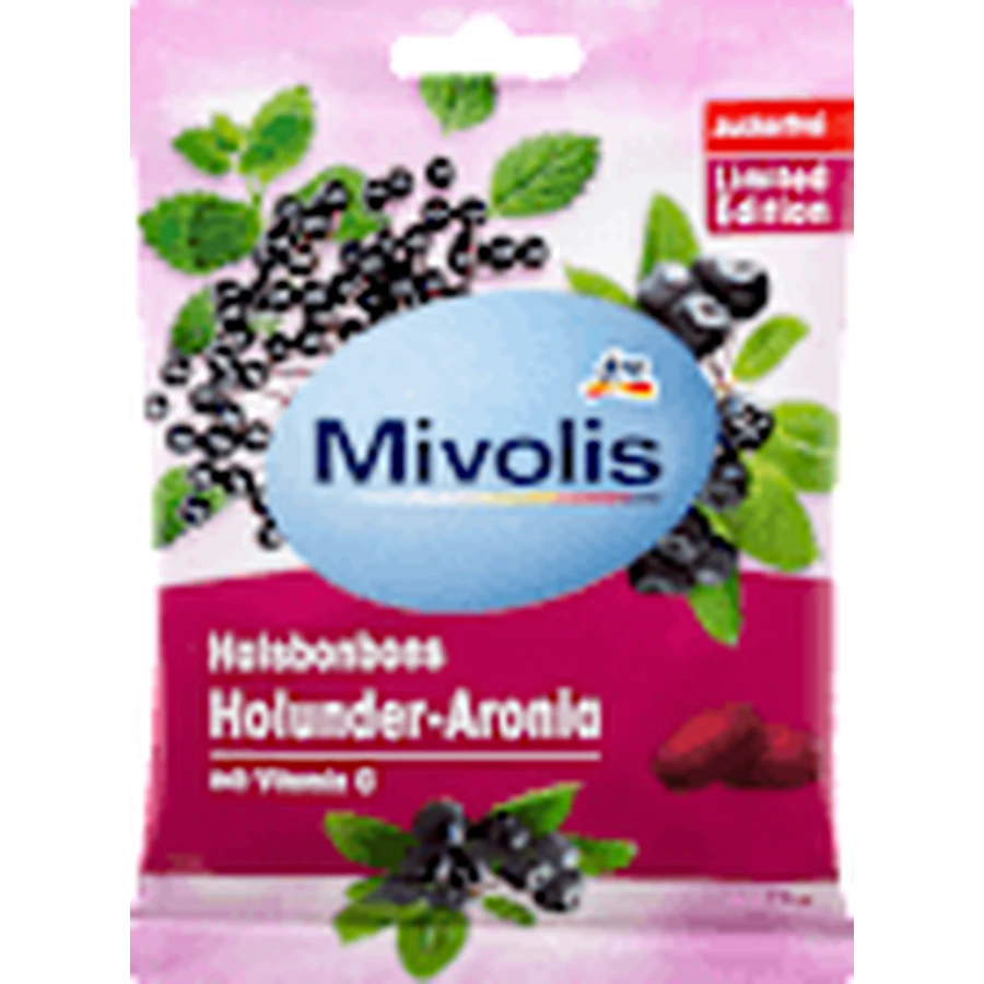 Mivolis Gouttes pour la gorge au cassis et à l'aronia sans sucre, 75 g