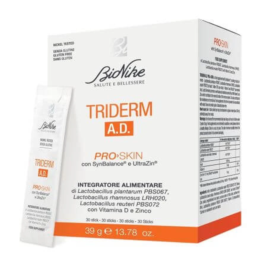 Atopic dermatitis skin supplement Triderm A.D., 30 sachets, Bionike