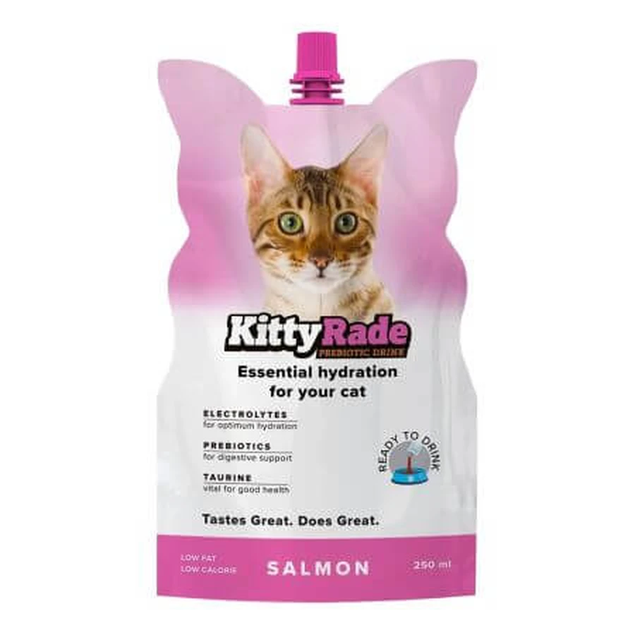 Bebida prebiótica de salmón para gatos, 250 ml, KittyRade