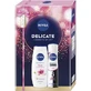 Set Rose & Almond Oil Shower Gel 250ml + Deodorant Spray Black & White Invisible Clear 150ml Delicate, Nivea