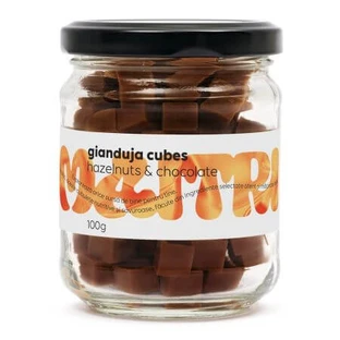 Gianduja Cubos de chocolate negro con avellanas crujientes, 100 g, Maitri
