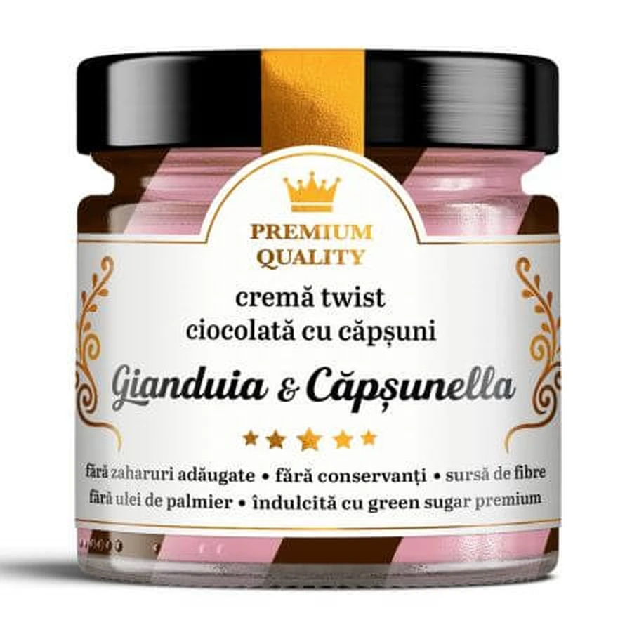 Crème torsadée au chocolat avec fraises Gianduia & Capsunella Secretele Ramonei, 250 g, Laboratoarele Remedia