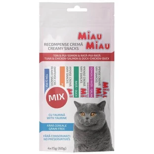 Salmon, duck, tuna and chicken treats for cats Creamy Snacks, 4x15 g, Meow Meow