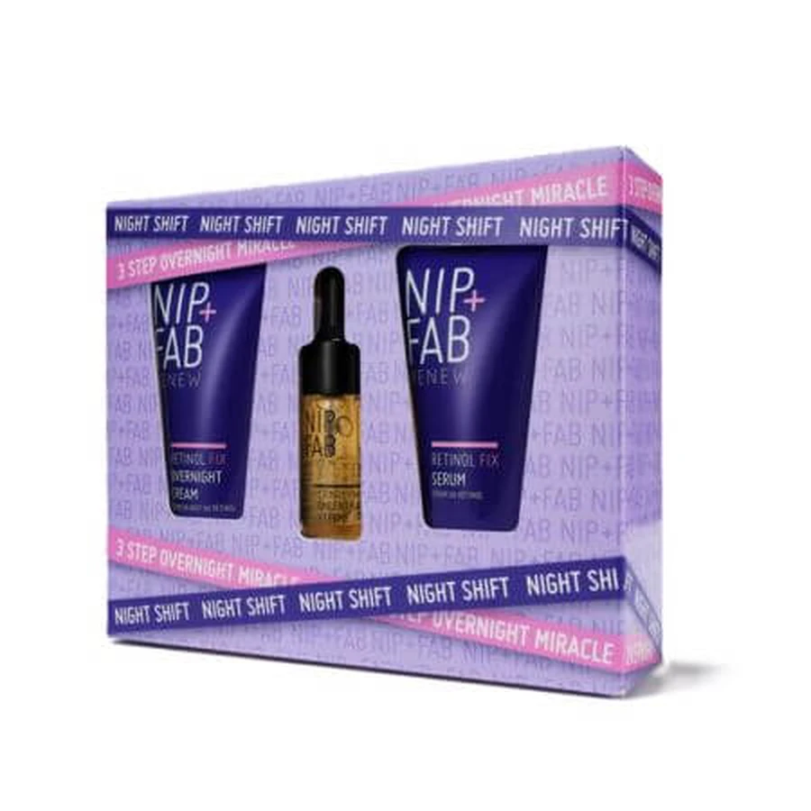 Set Retinol Fix Serum Facial Concentrado 10 ml + Retinol Fix Serum Facial 20 ml + Retinol Fix Crema de Noche 20 ml, NIP+FAB