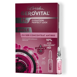 Flacons met geconcentreerd antirimpelserum met hyaluronzuur 10% 4D H3 Evolution Perfect Look, 10 flacons x 2 ml, Gerovital
