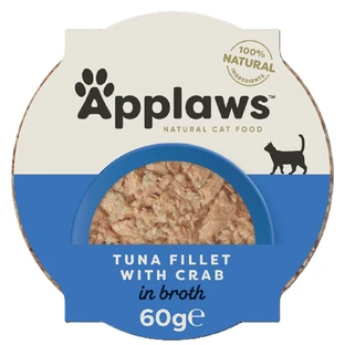 Nourriture humide pour chats avec du thon et des filets de crabe, 60 g, Applaws