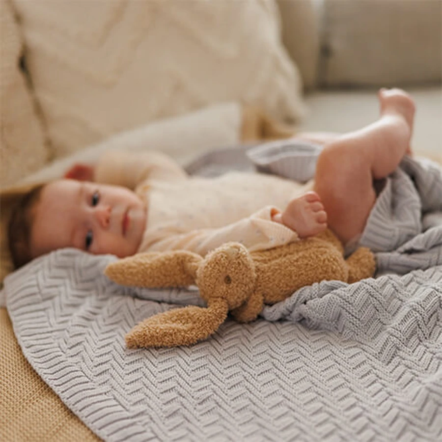 BabyOno, knitted blanket, cotton, gray, 75 cm x 100 cm, 1 piece