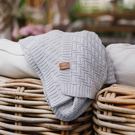 BabyOno, knitted blanket, cotton, gray, 75 cm x 100 cm, 1 piece
