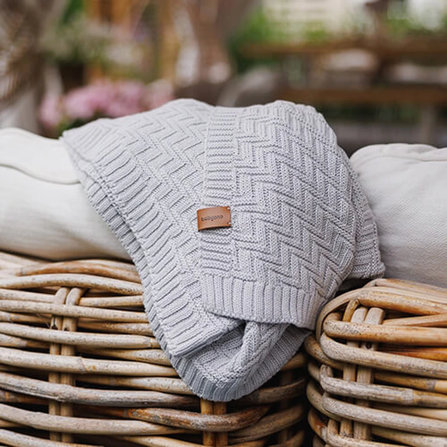 BabyOno, knitted blanket, cotton, gray, 75 cm x 100 cm, 1 piece