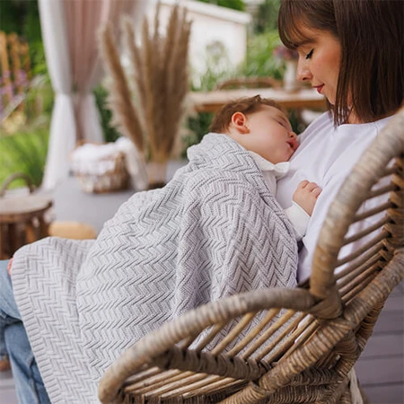 BabyOno, knitted blanket, cotton, gray, 75 cm x 100 cm, 1 piece