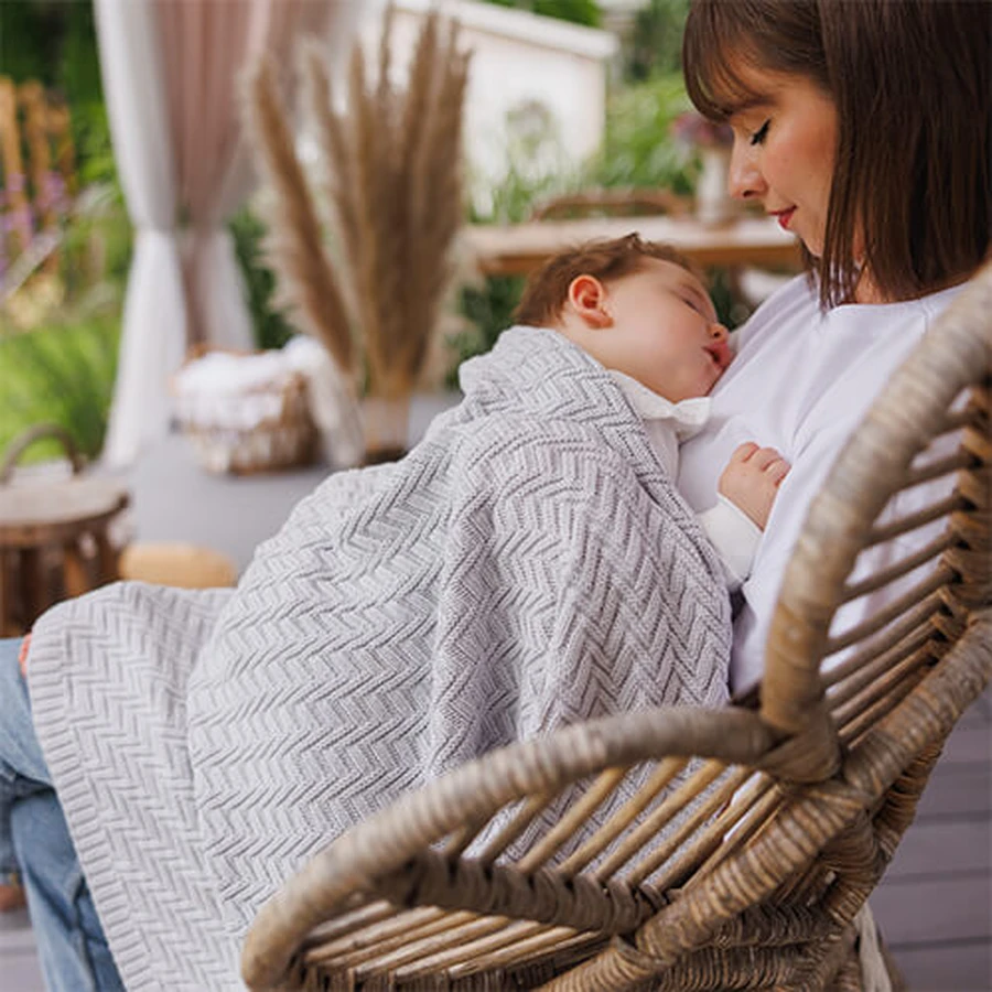 BabyOno, knitted blanket, cotton, gray, 75 cm x 100 cm, 1 piece