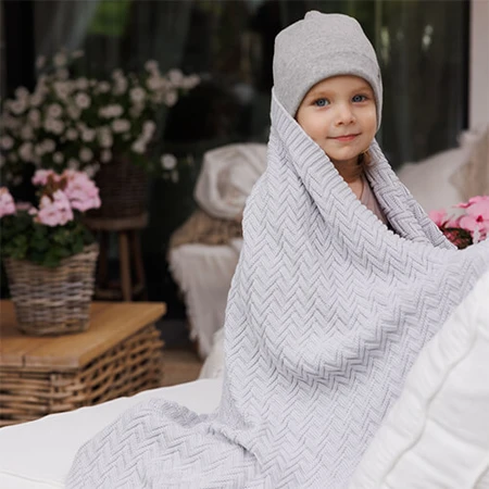 BabyOno, knitted blanket, cotton, gray, 75 cm x 100 cm, 1 piece
