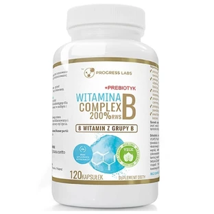Progress Labs Vitamin B Complex 200% RWS + Prebiotic, 120 gélules
