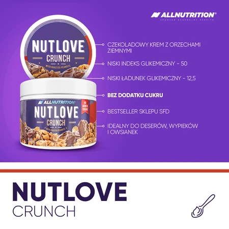 Allnutrition Nutlove Crunch, milk and nut cream, no sugar added, 500 g