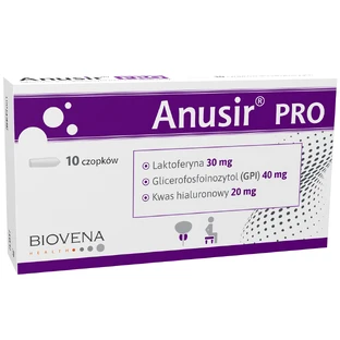 Anusir Pro, supositorios rectales con lactoferrina, glicerofosfoinositol y ácido hialurónico, 10 unidades