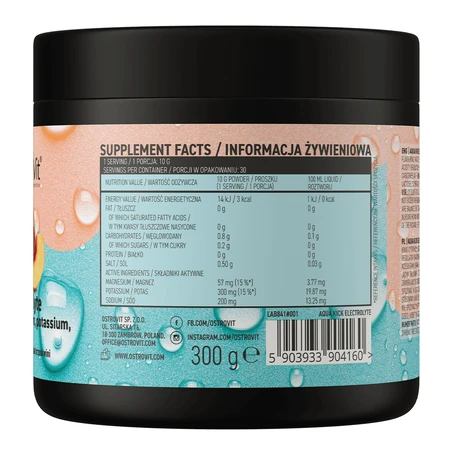 OstroVit Aqua Kick Electrolytes, powder, peach flavor, 300 g
