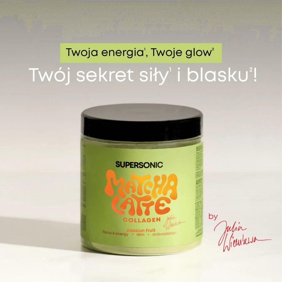 Supersonic Matcha Latte Collagen, passion fruit flavor, 280 g