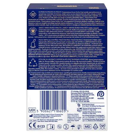 Durex Perfect Feel Premium Non-Latex, non-latex condoms, unique warm feeling, 16 pieces
