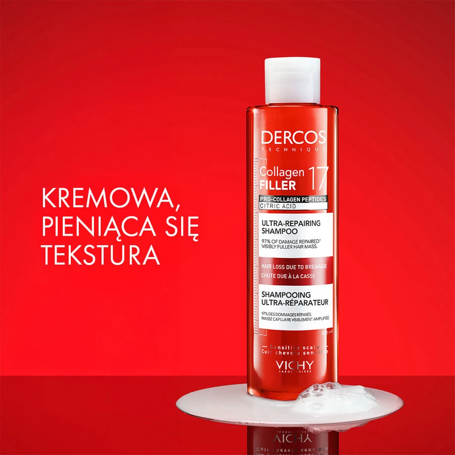Vichy Dercos Collagen 17 Filler Ultra-Repairing Treatment, ultra-regeneratives Haarshampoo, 200 ml