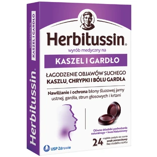 Herbitussin Toux et Gorge, arôme de groseille, 24 pastilles