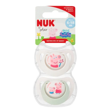 NUK Star, chupete, 6-18 meses, silicona, anatómico, Peppa Pig, 2 piezas