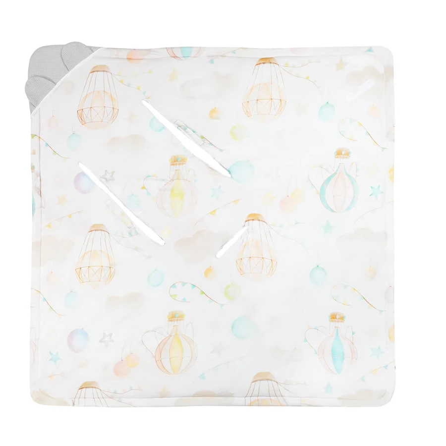 Lionelo Travel Swaddle Blanket, Sitztuch, Grey Balloon, 90 x 90 cm
