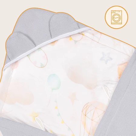 Lionelo Travel Swaddle Blanket, Sitztuch, Grey Balloon, 90 x 90 cm