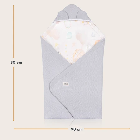 Lionelo Travel Swaddle Blanket, Sitztuch, Grey Balloon, 90 x 90 cm