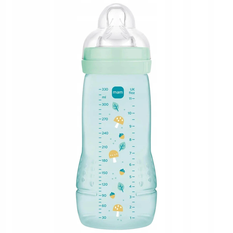 MAM Easy Active, biberon anti-colique, avec tétine en silicone, motif Fruits, unisexe, à partir de 4 mois, 330 ml