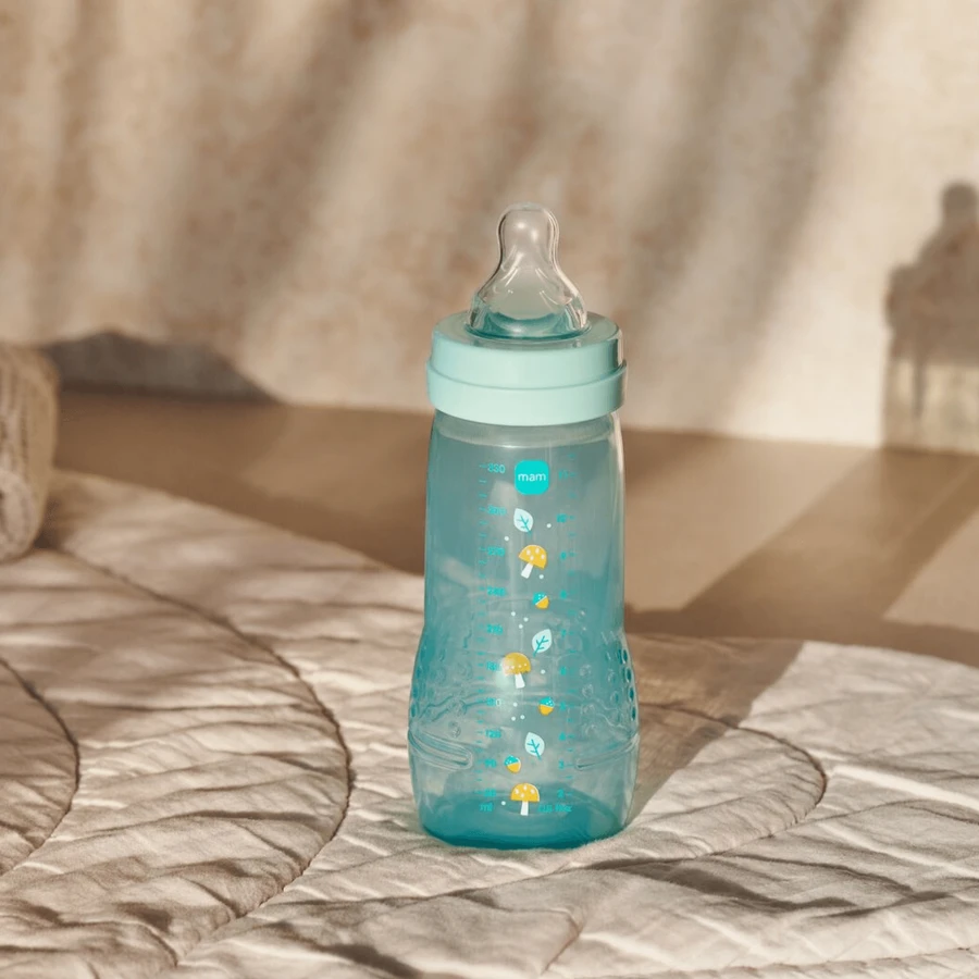 MAM Easy Active, biberon anti-colique, avec tétine en silicone, motif Fruits, unisexe, à partir de 4 mois, 330 ml