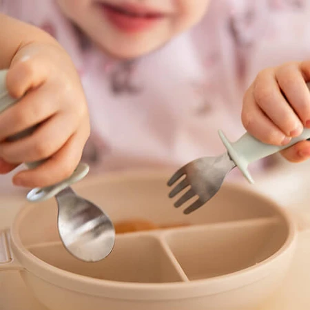 BabyOno, couverts pour bébé, acier inoxydable, beige, à partir de 12 mois