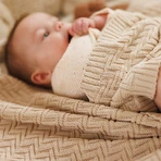 BabyOno, gebreide deken, katoen, beige, 75 cm x 100 cm, 1 stuk